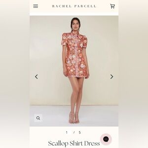 Rachel Parcell Scallop Shirt Dress (Color:Wine Red Floral) 16
